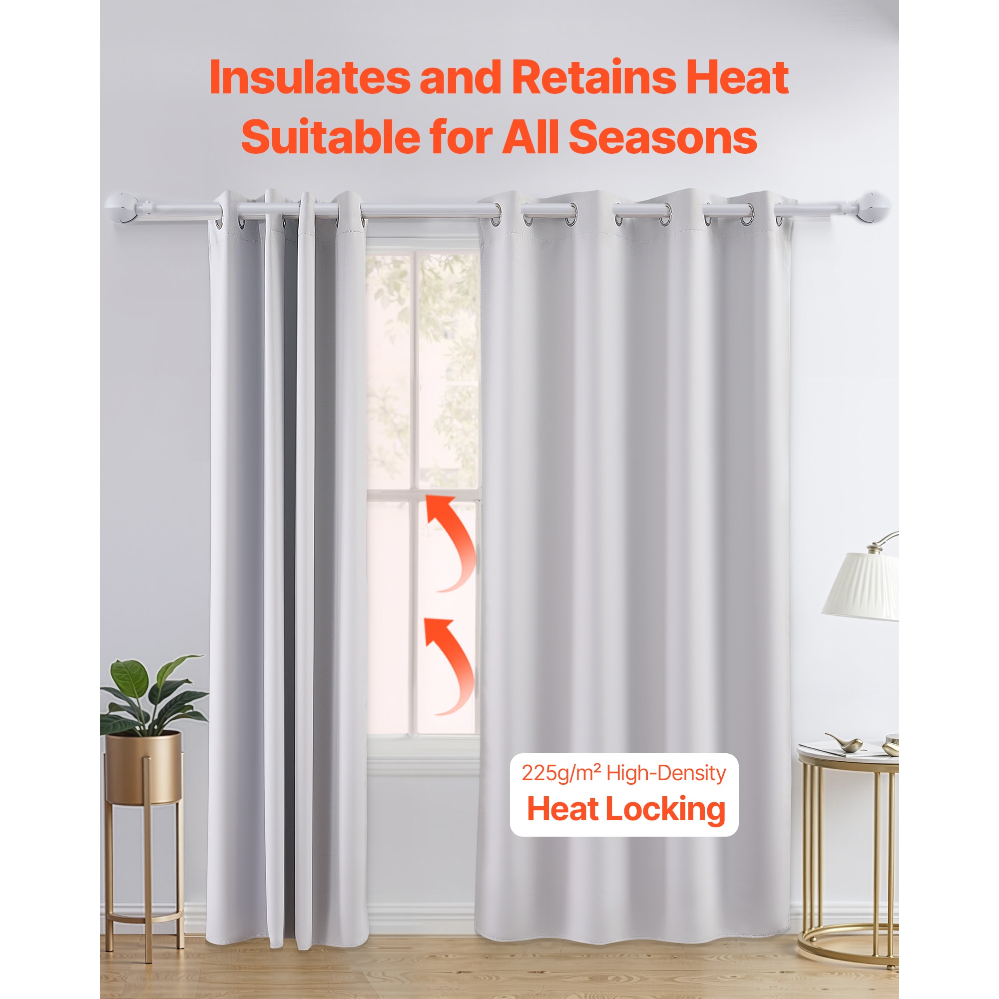 Set Of 2 Blackout Curtains With Grommets Thermal Insulated Drapes_voghion.com